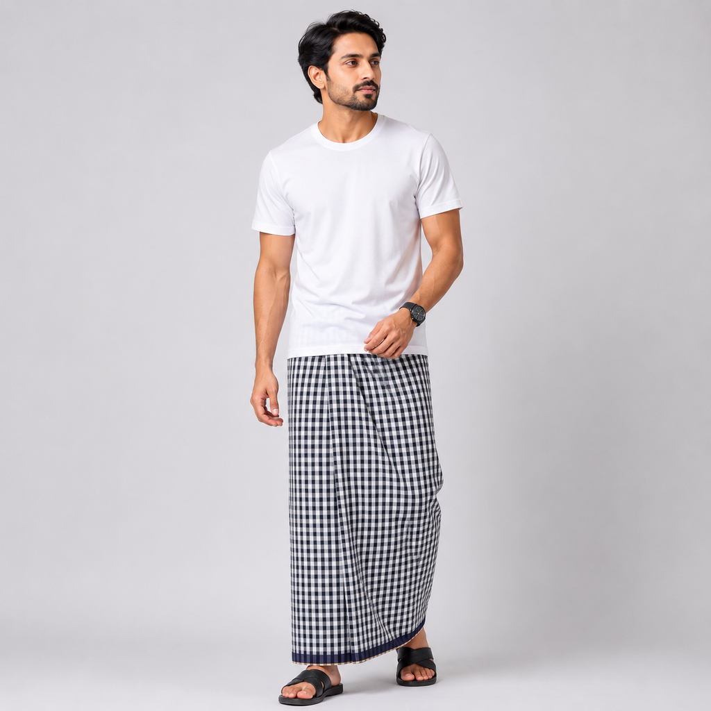 Men's Lungi (5.5 Mtr) - COM-1 (6 Pcs Pack)