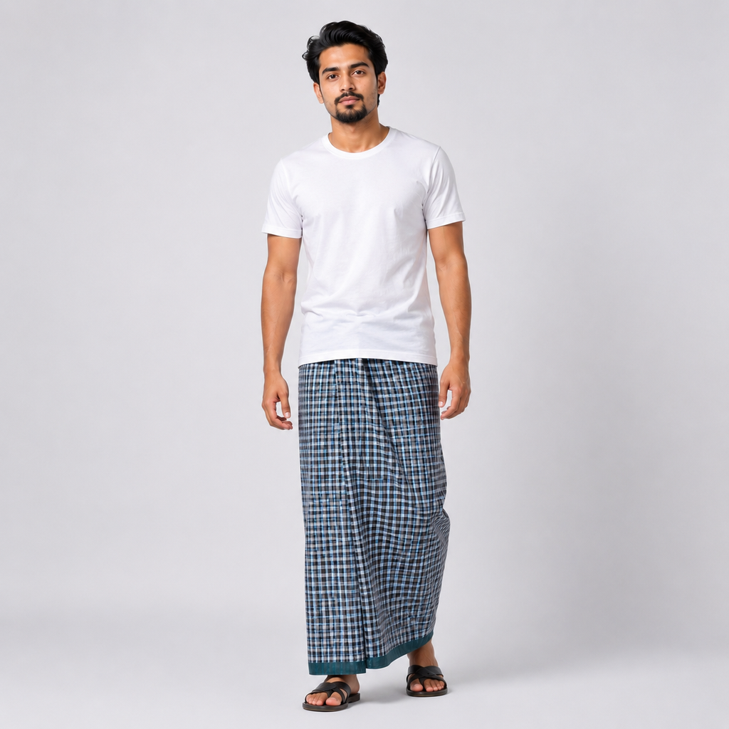 Winner Peacock Green Men's Lungi (5.5 Hand) - 44011