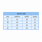 Jacket size chart, square version