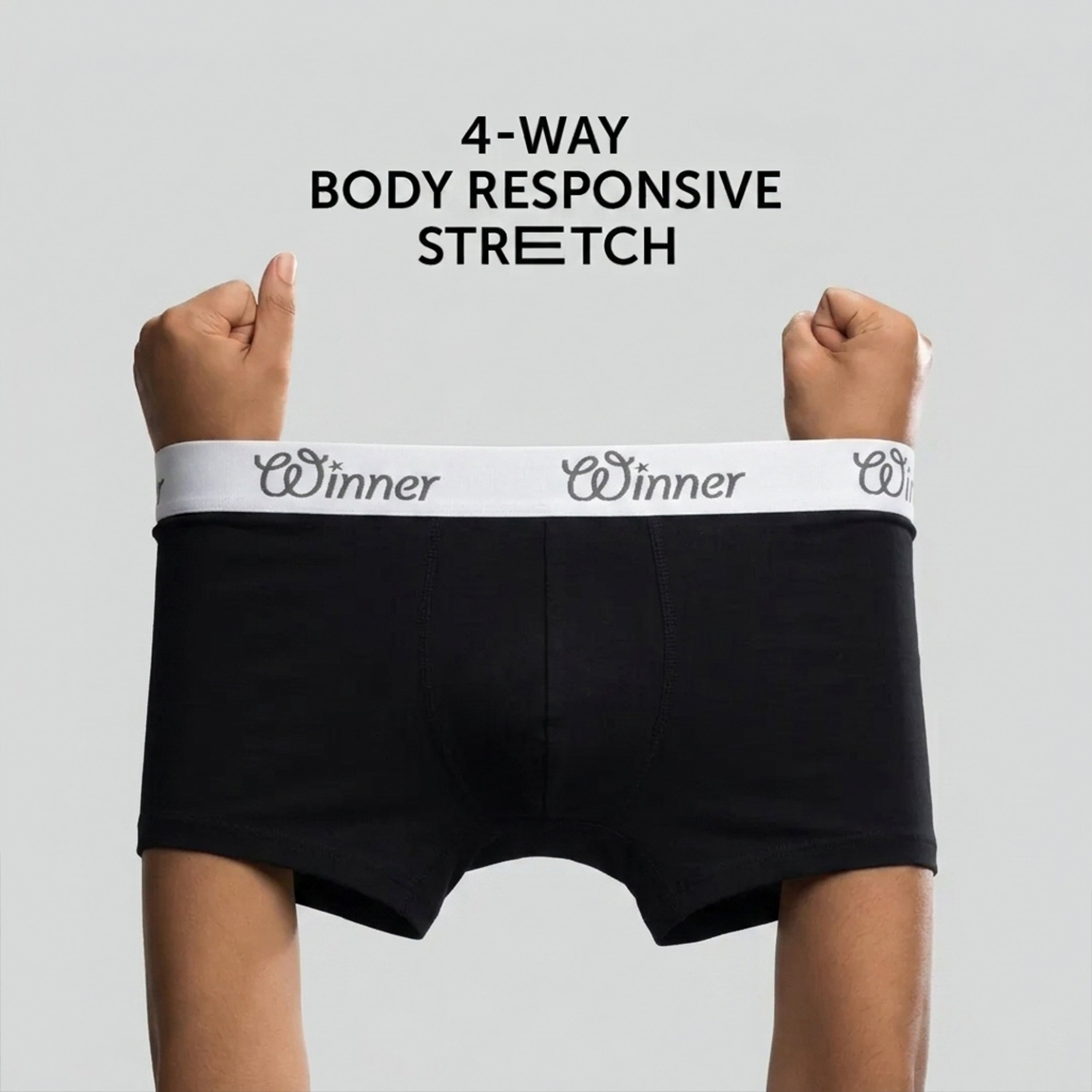 Winner Mens Jet Black Classic Boxer - 43686