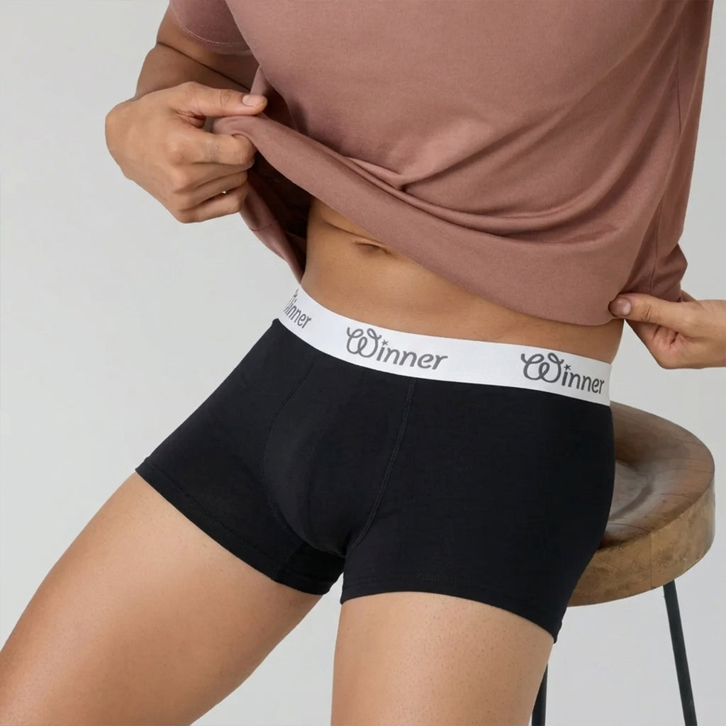 Winner Mens Jet Black Classic Boxer - 43686