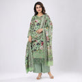 Winner Ladies 3Pc Light Olive-4 Print Unstitched Kurta Set - 80156