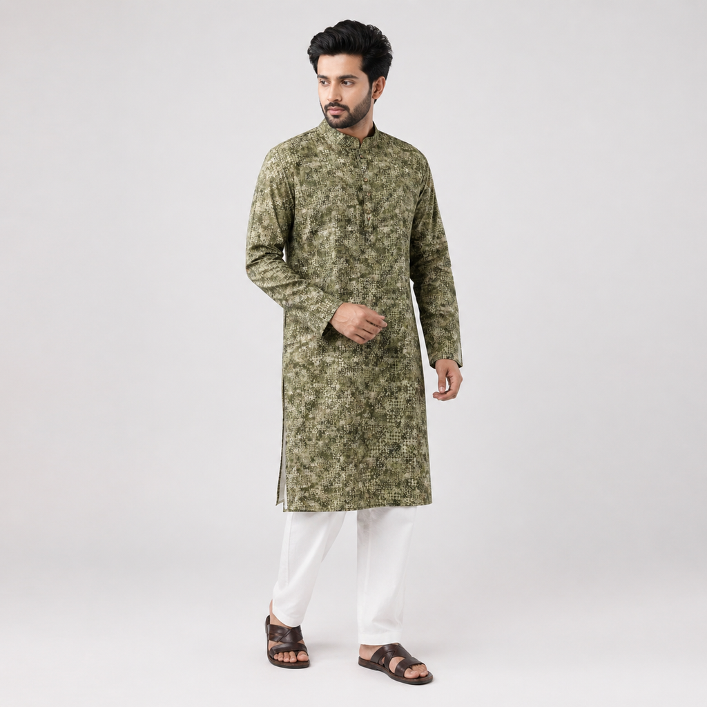 Winner Mens Olive Panjabi - 73915