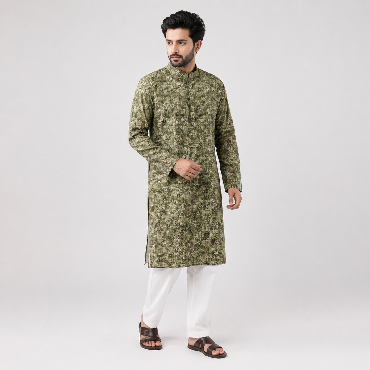 Winner Mens Olive Panjabi - 73915