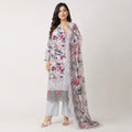 Winner Ladies 3Pc Silver Blue-4 Print Unstitched Kurta Set - 80156