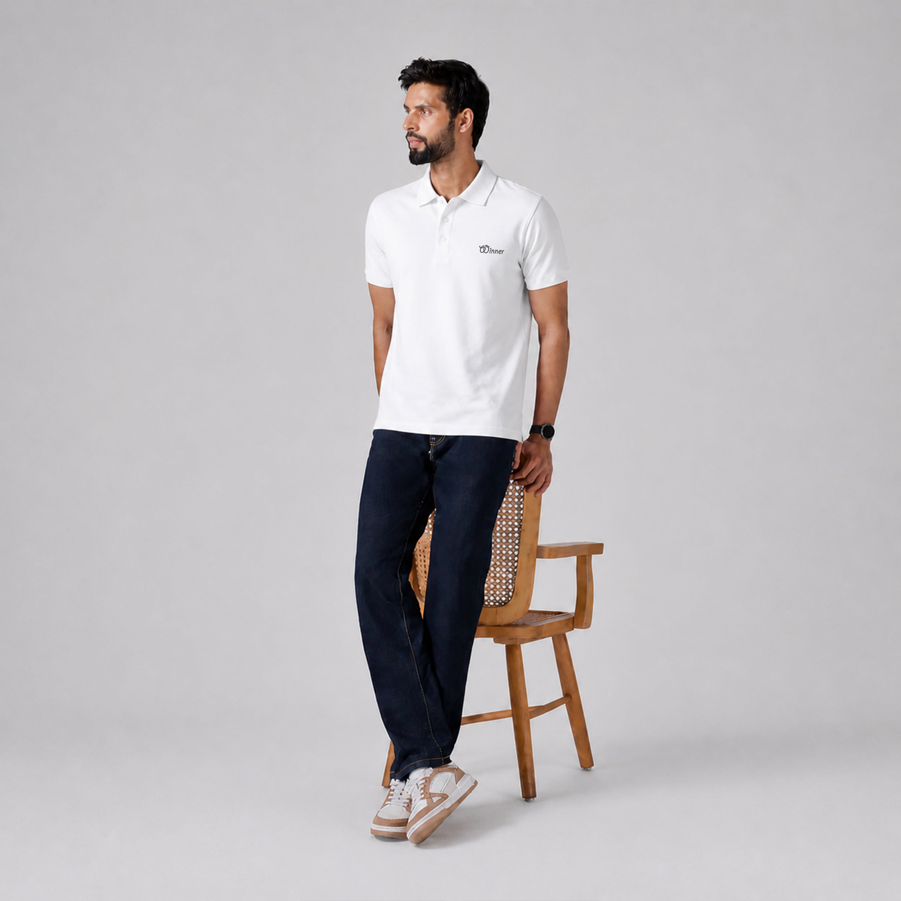 Winner Mens White Polo T Shirt - 73583