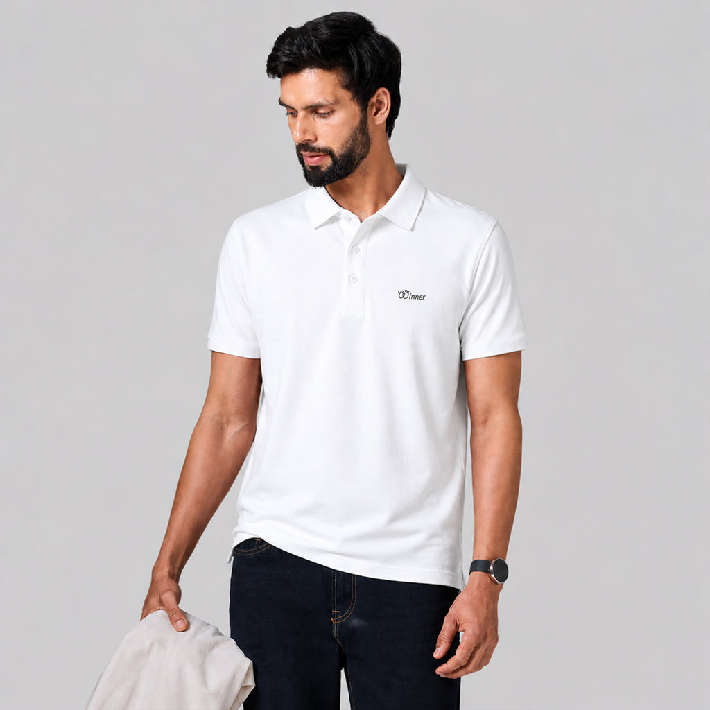 Winner Mens White Polo T Shirt - 73583