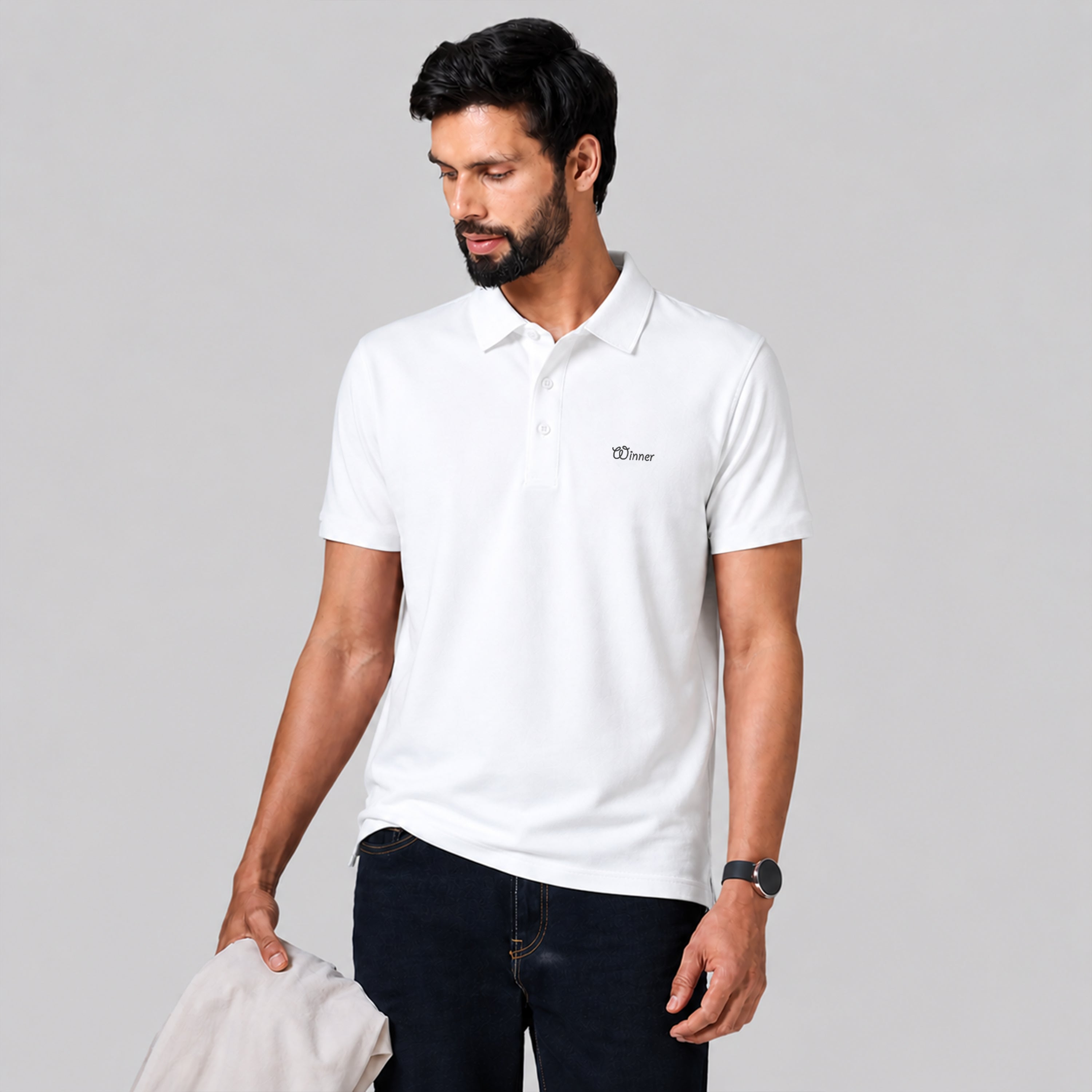Winner Mens White Polo T Shirt - 73583