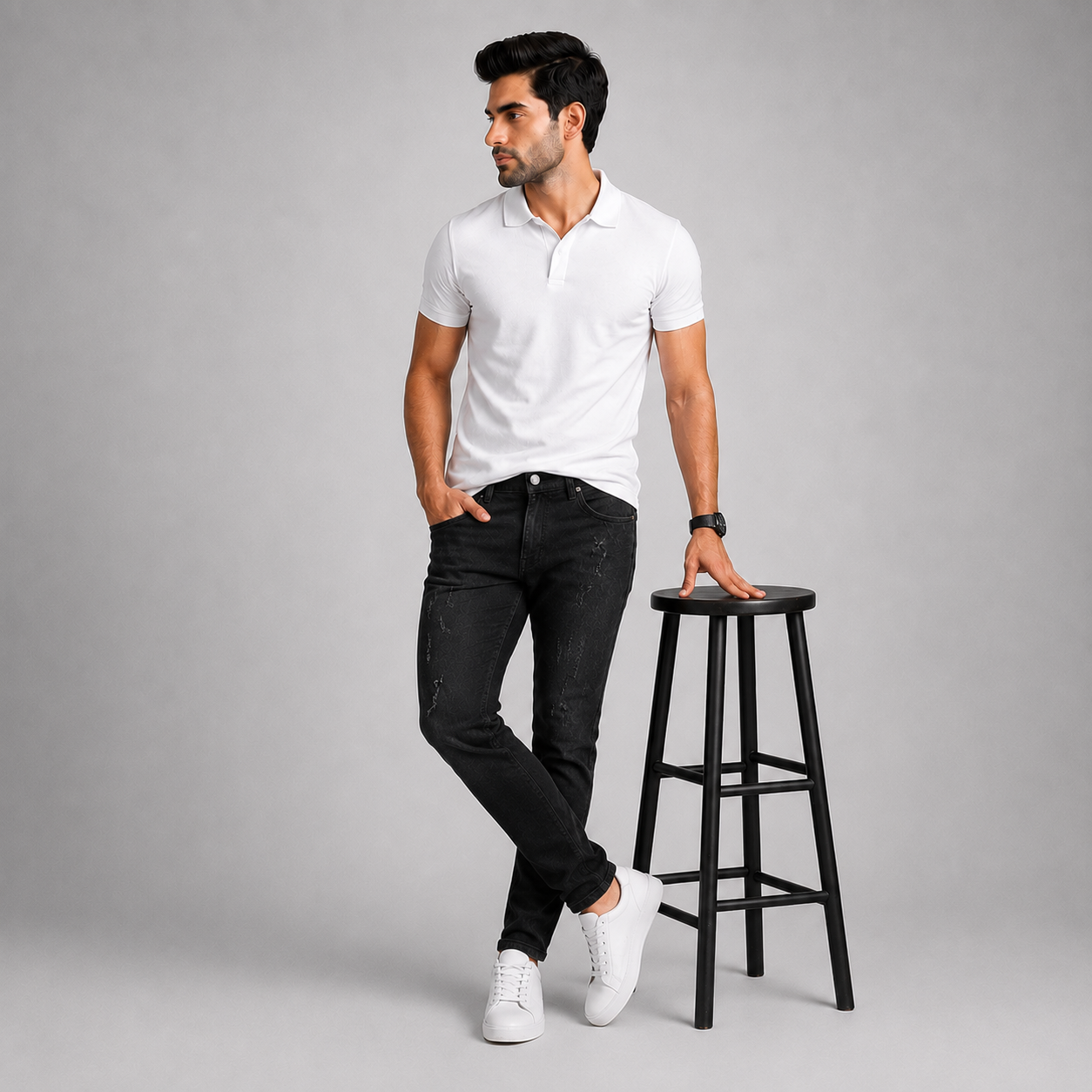 LUXURY DESTROY DENIM Z-BLACK -73818